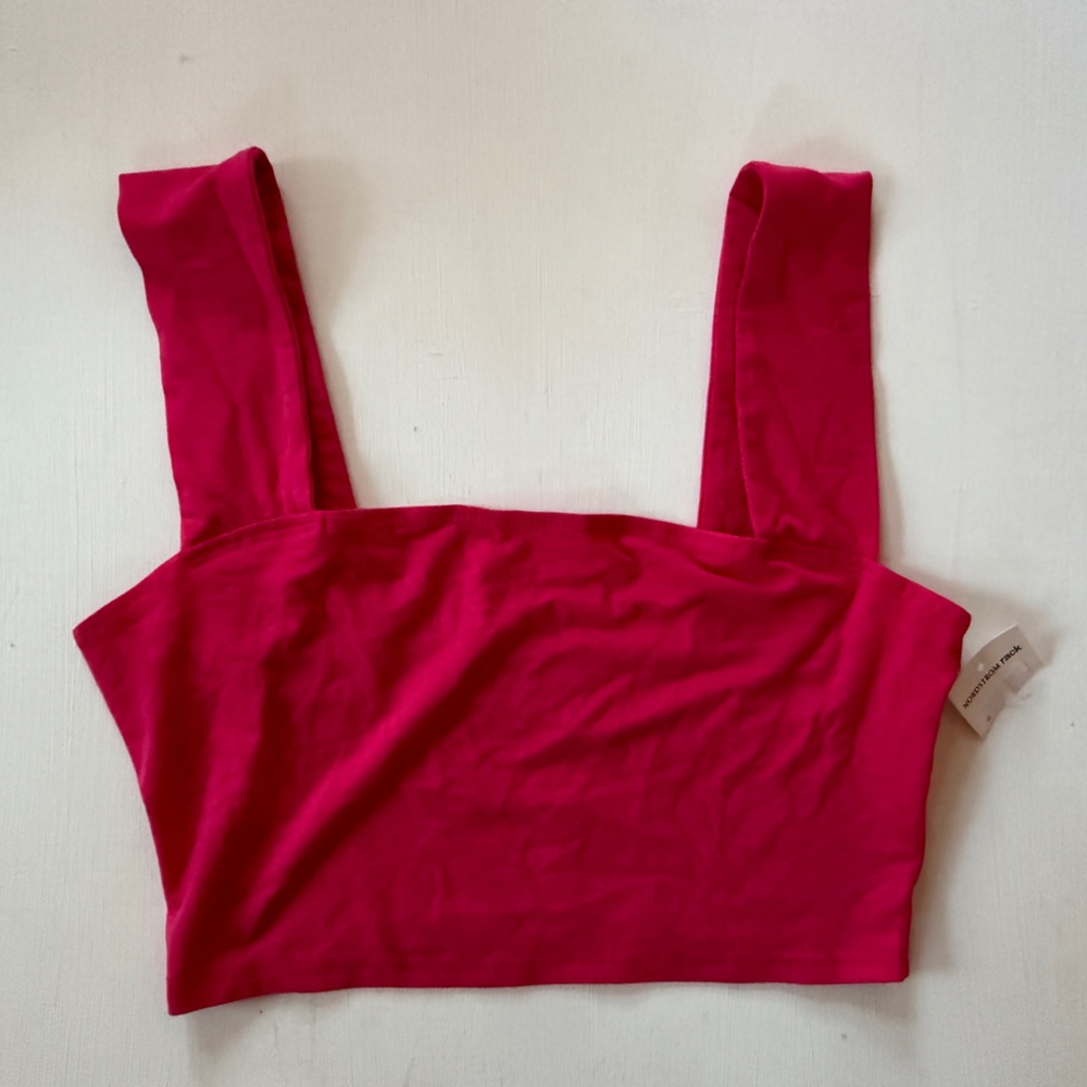 NWT Reformation Women's Fuchsia Pink Crop Tank Top Wide Strap Sz SMALL